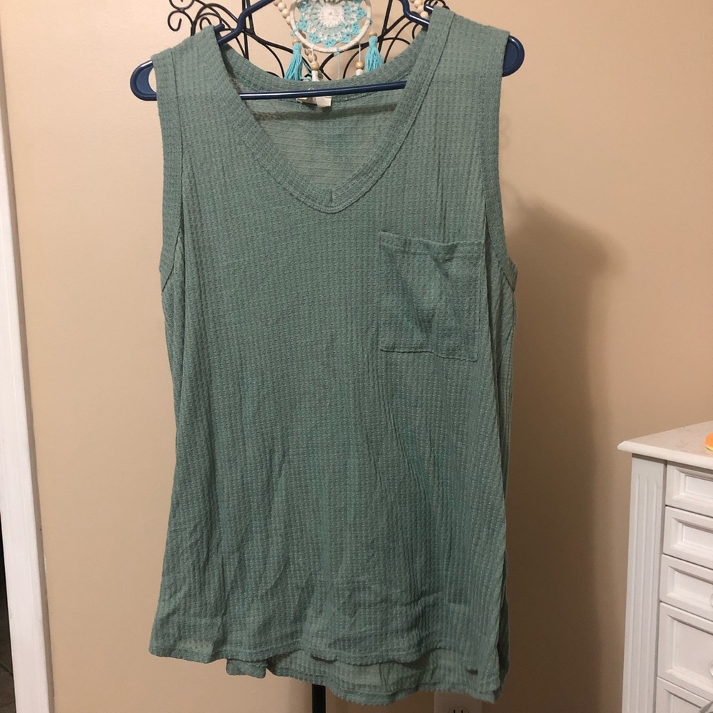 Bibi olive waffle knit tank